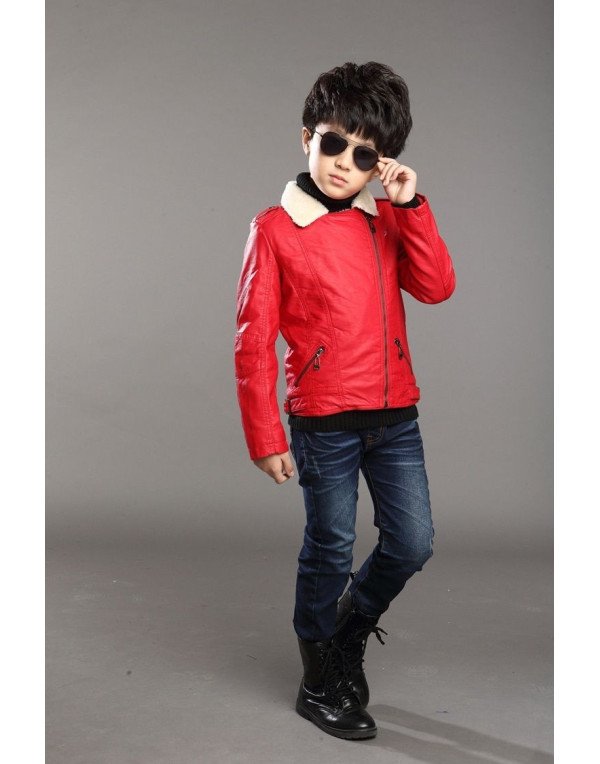 Hugme.Fashion  Winter Leather Jacket For Kids Fash...